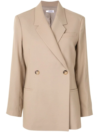 Anine Bing Boxy Double-breasted Jacket In Brown