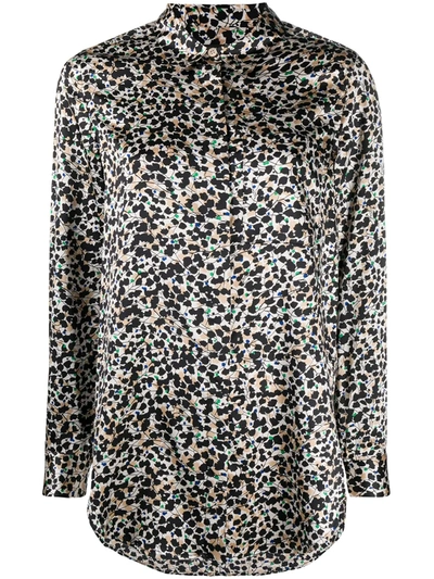 Steffen Schraut Floral Print Silk Shirt In Black