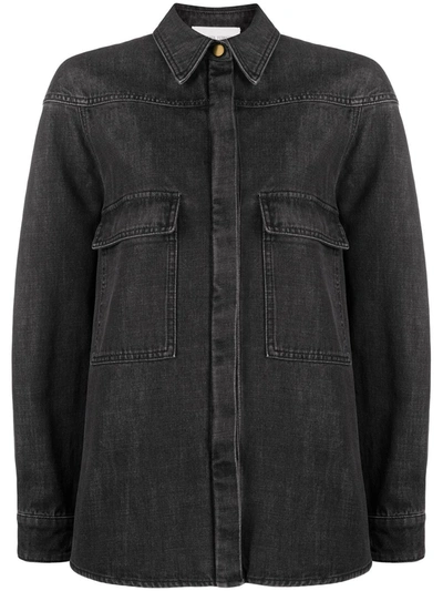 Alberta Ferretti Long-sleeved Denim Shirt In Black