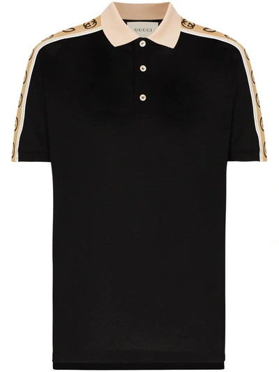 Gucci Gg Ticker Tape Polo Shirt In Black