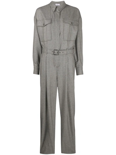 Brunello Cucinelli Houndstooth Boiler Suit In Black