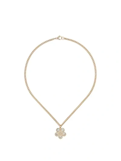 Pre-owned Chanel 2006 Stone Floral Pendant Necklace In Gold