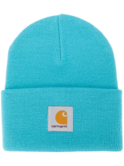 Carhartt Logo Patch Beanie In Blue