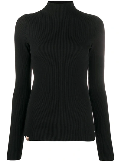 Ssheena Roll Neck Ribbed Knit Jumper In Black