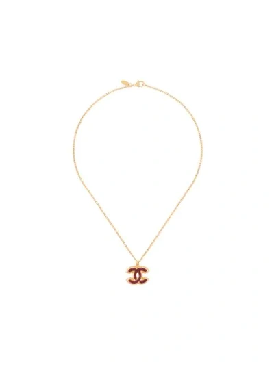 Pre-owned Chanel 2008 Cc Pendant Necklace In Gold