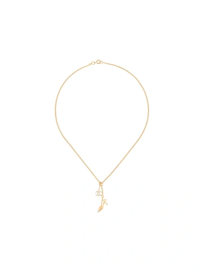 Pre-owned Chanel 2005 Cc Heel Pendant Necklace In Gold