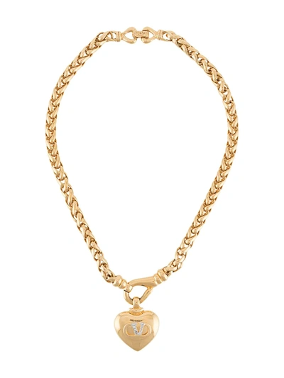 Pre-owned Valentino Garavani 1980s Heart Pendant Necklace In Gold
