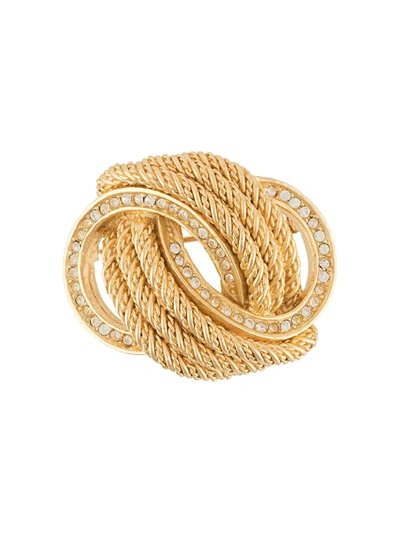 Pre-owned Dior 1980s  Woven Brooch In Gold