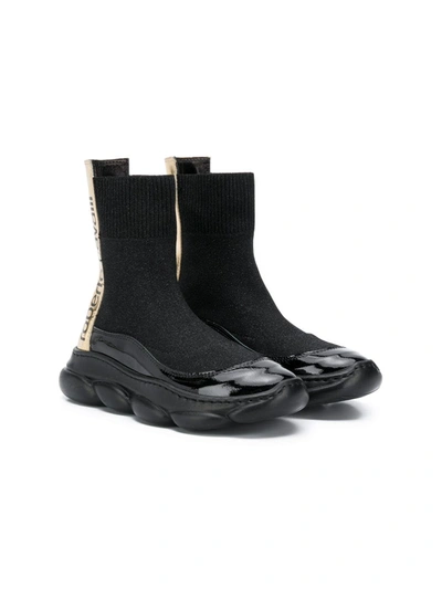 Roberto Cavalli Junior Kids' Chunky Sole Sock Trainers In Black