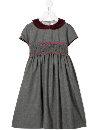 Siola Kids' Embroidered Flared Dress In Grey