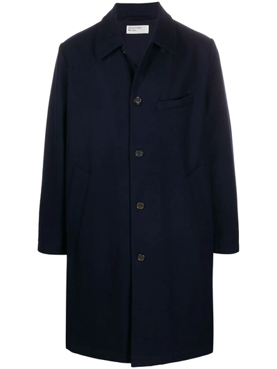 Universal Works Single-breasted Coat In Blue