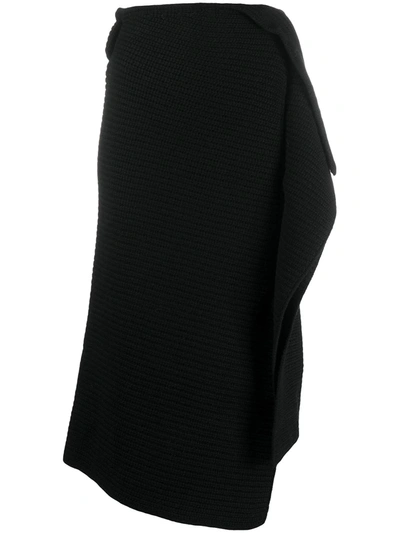 Sacai Ribbed-knit Drape Skirt In Black
