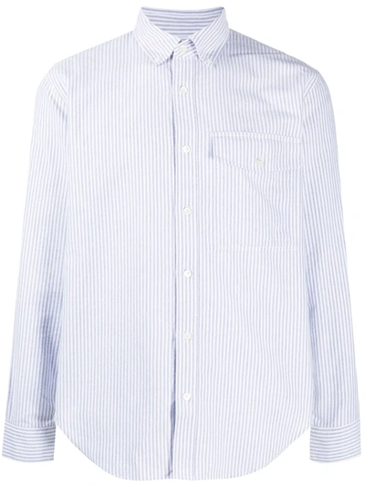 Eleventy Striped Button-down Shirt In White