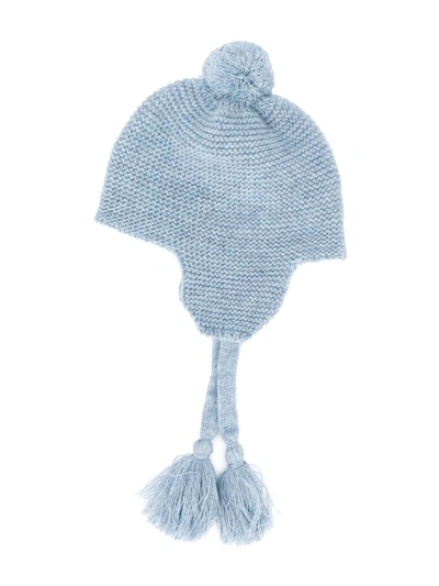 Il Gufo Babies' Tassel Tie Knitted Hat In Blue