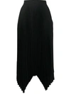 Tory Burch Pleated Handkerchief Hem Midi Skirt In Black