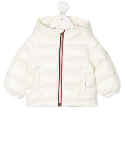 Moncler Babies' Signature Stripe Down Jacket In White