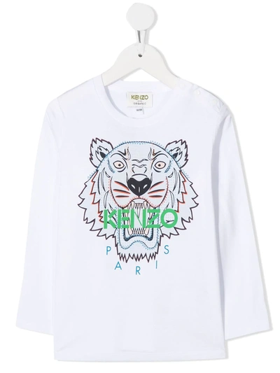 Kenzo Kids' Logo Embroidered Top In White