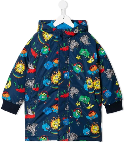 Stella Mccartney Kids' Recycled Polyester Puffer Jacket W/ Hood In Blue