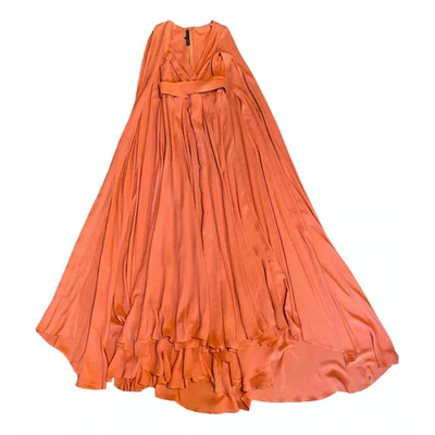 Pre-owned Elie Saab Silk Maxi Dress In Orange