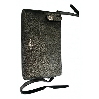 Pre-owned Coach Leather Clutch Bag In Anthracite