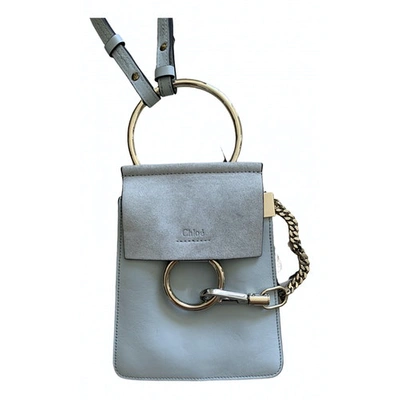 Pre-owned Chloé Faye Leather Crossbody Bag In Grey