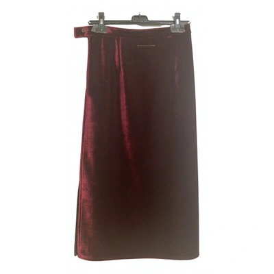 Pre-owned Mm6 Maison Margiela Velvet Mid-length Skirt In Burgundy