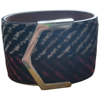 Pre-owned Fendi Leather Bracelet In Black