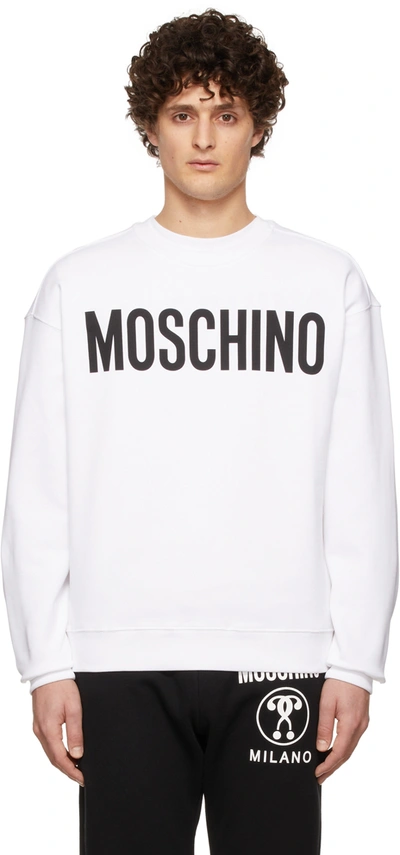 Moschino White Logo Print Sweatshirt