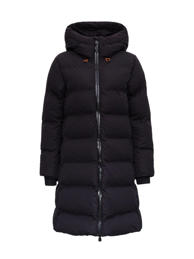 Save The Duck Ecological Long Down Jacket With Hood In Black