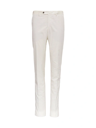 Pt01 Ribbed Velvet Chino Trousers In White