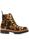 Grenson Nanette Leopard Print Hair On Side Leather Hiker Boot In 棕色