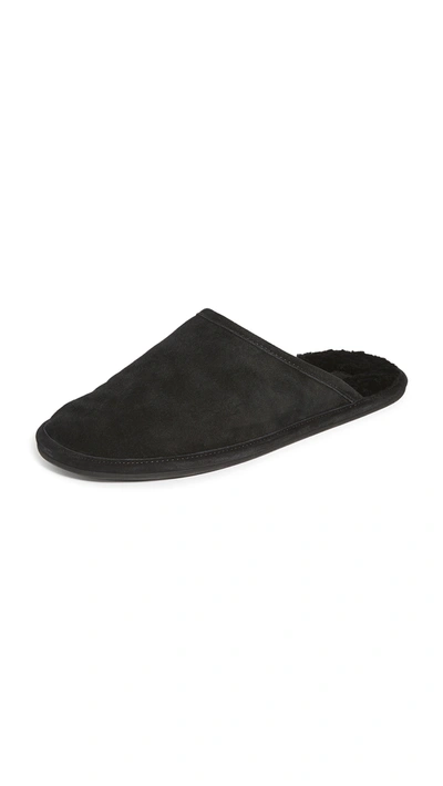 Vince Men's Hampton Shearling-lined Suede Slippers In Black