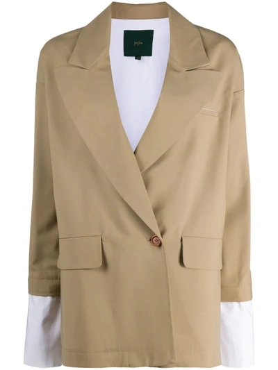 Jejia Cropped Sleeve Blazer In Neutrals