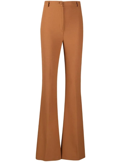 Hebe Studio Bianca Cady Flared Trousers In Brown