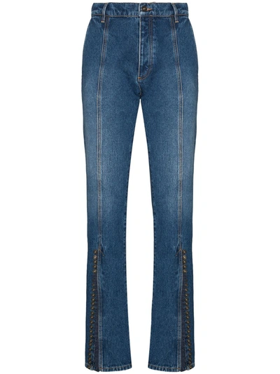 Y/project High Waist Buttoned Flared Jeans In Blue