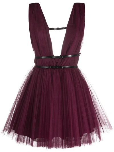 Brognano Bow-embellished Tulle Dress In Purple