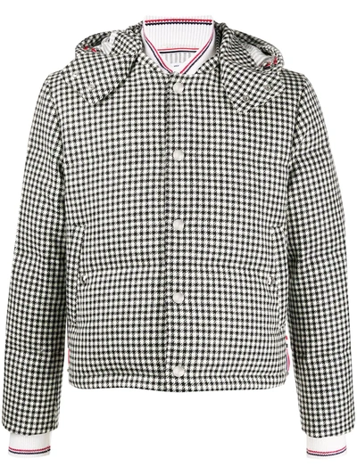 Thom Browne Houndstooth-check Wool Padded Coat In Blk Wht