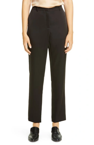 Lafayette 148 Clinton Radiant Satin Cloth Ankle Pants In Black