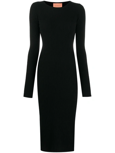 Andamane Ribbed Knit Midi Dress In Black