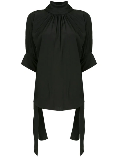 Jw Anderson High Neck Tied-cuffs Blouse In Black