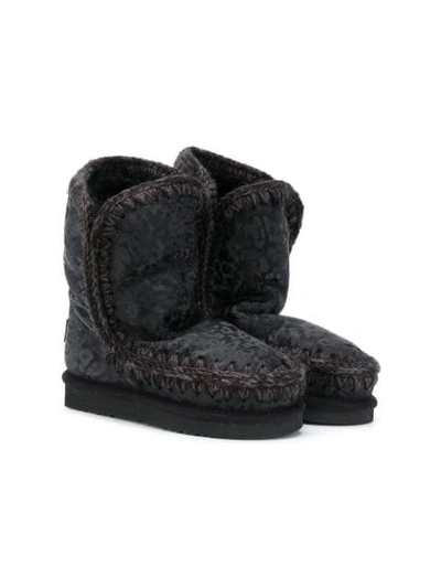 Mou Kids' Shearling Snow Boots In Black