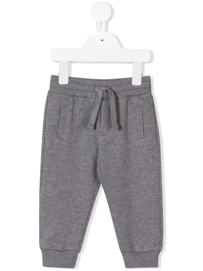 Dolce & Gabbana Babies' Kids' Logo Plaque Cotton Joggers In Grey