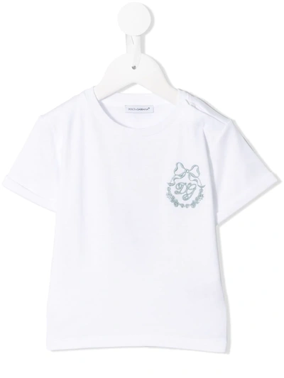 Dolce & Gabbana Babies' Jersey T-shirt With Dg Embroidery In White