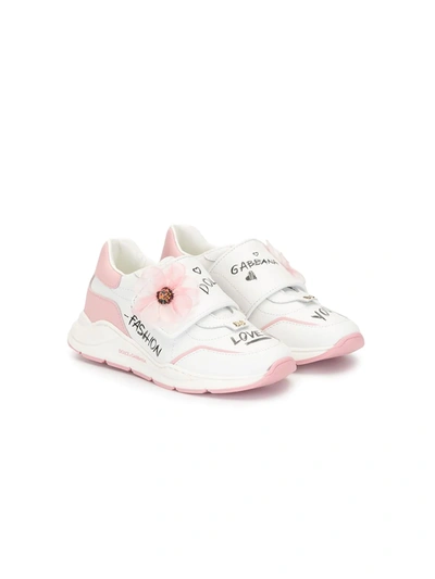 Dolce & Gabbana Kids' Love Print Daymaster Trainers In White