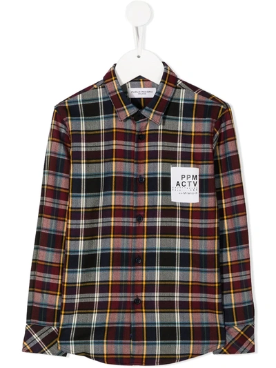 Paolo Pecora Kids' Check Long-sleeve Shirt In Red
