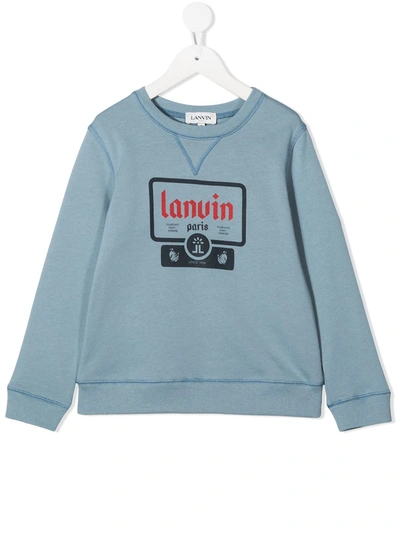 Lanvin Enfant Kids' Logo Print Sweatshirt In Blue