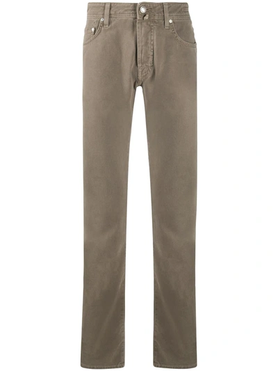 Jacob Cohen Mid Rise Straight Leg Jeans In Brown