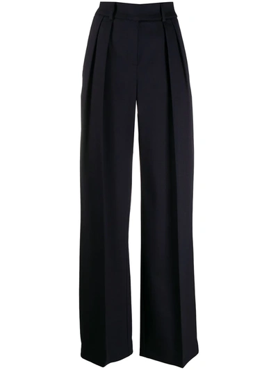 Alexandre Vauthier Pleated Grain De Poudre Wool Wide-leg Trousers In Black