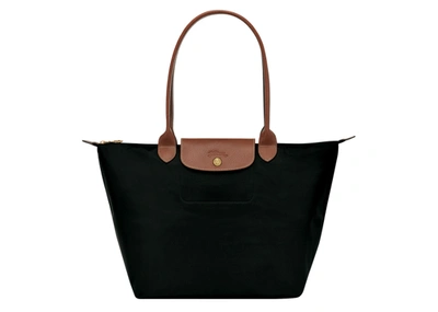 Pre-owned Longchamp  Le Pliage Shoulder Bag L Black