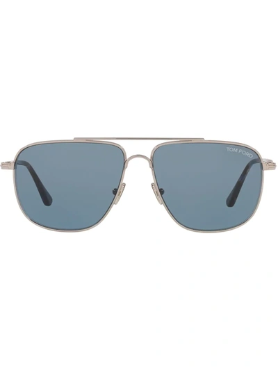 Tom Ford Blue Aviator Sunglasses Ft0772 28v 61 In Silver